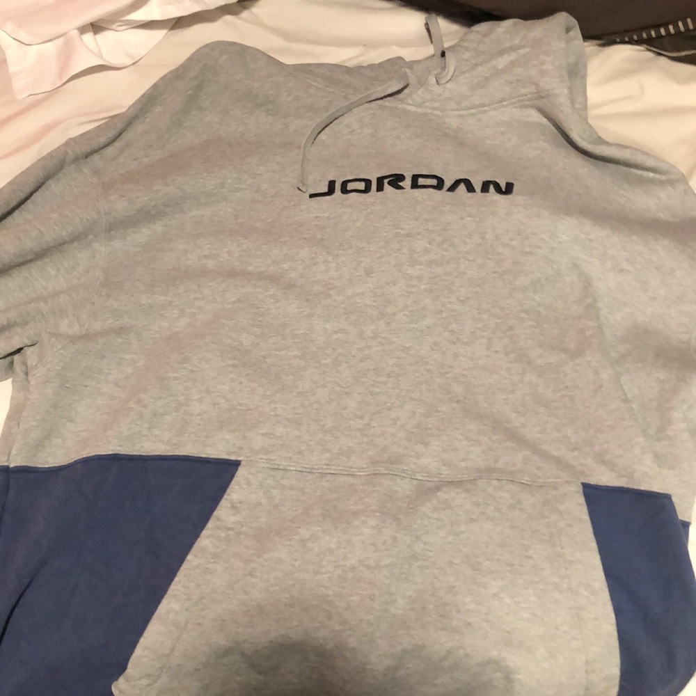 Jordan 13 hoodie men’s large grey and dark blue